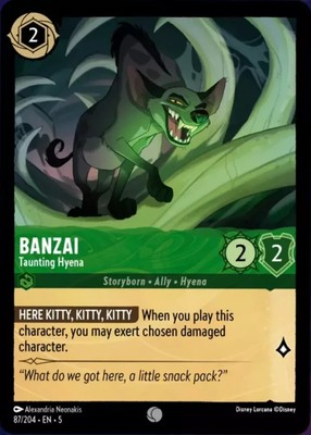 Disney LORCANA C - BANZAI TAUNTING HYENA 87/204 (NON-Foil) SHIMMERING SKIES