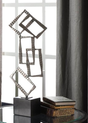 Rectangular Iron  Sculpture in Brushed Nickel [ID 3787765]