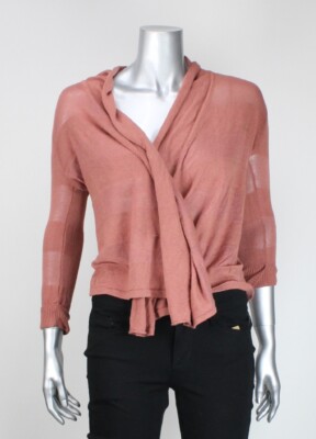 

Pink Rose New Salmon Кардиган Duster с длинными рукавами и иллюзией в полоску  $ 49