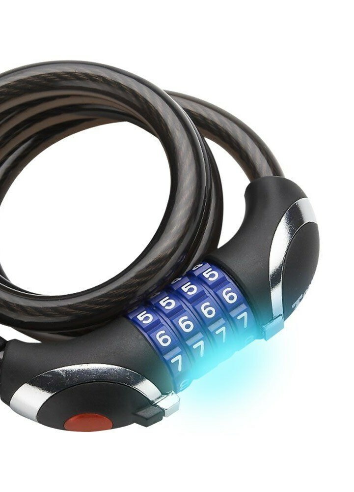 PRO IRON BIKE BICYCLE SECURITY CABLE LOCK W/ LED LIGHT COMBO COMBINATION LOCKING