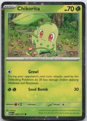 Chikorita (Cosmos Holo) 008/217 NM MCAP Miscellaneous Cards & Products Holofoil