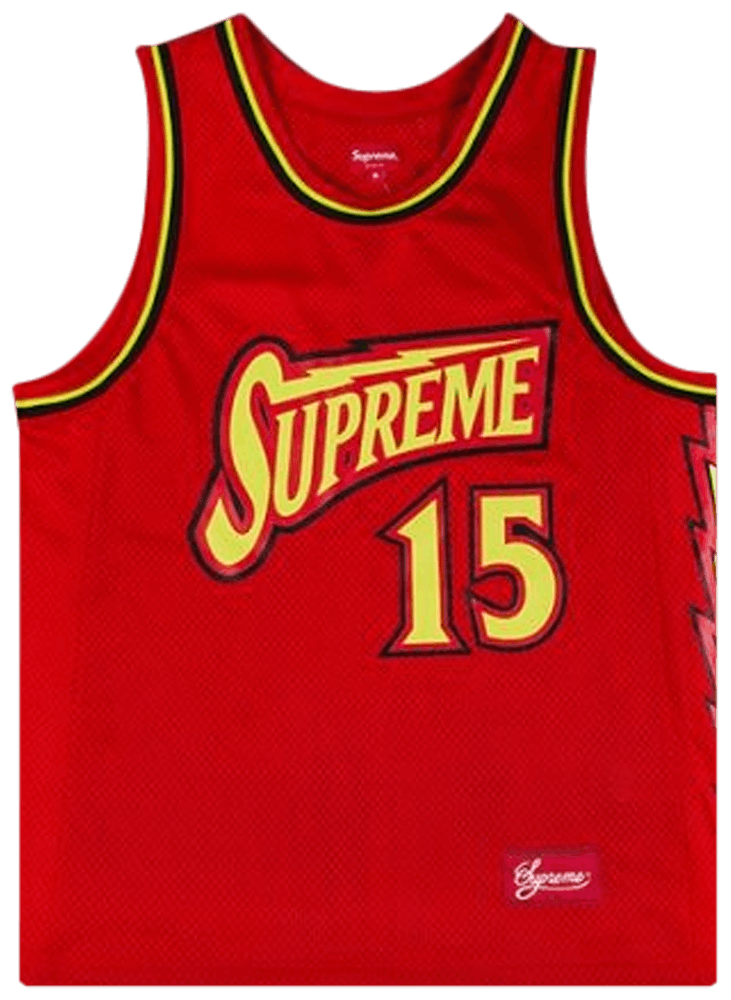 New SUPREME Red M Bolt Basketball Jersey SS18 Medium | eBay