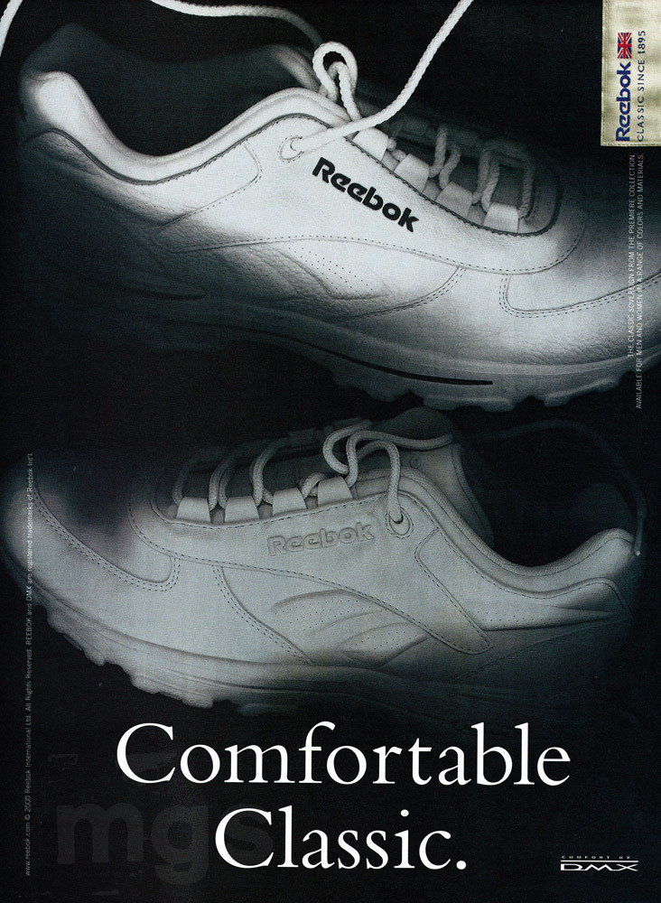 Reebok 2-page print ad 2000 Steve Dodd Australian indigenous man & goanna