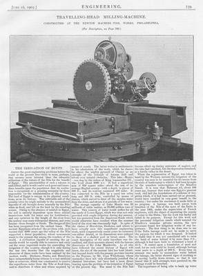 1905 Antique Engineering Print - Travelling Head Milling Machine