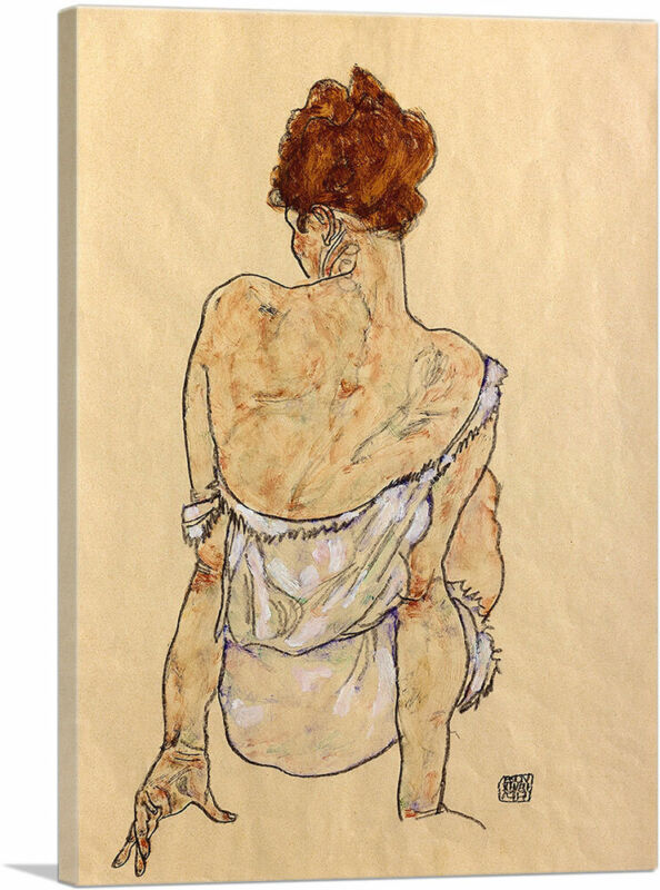 Artcanvas Femme Assise En Sous-vetements 1917 Canvas Art Print By Egon Schiele