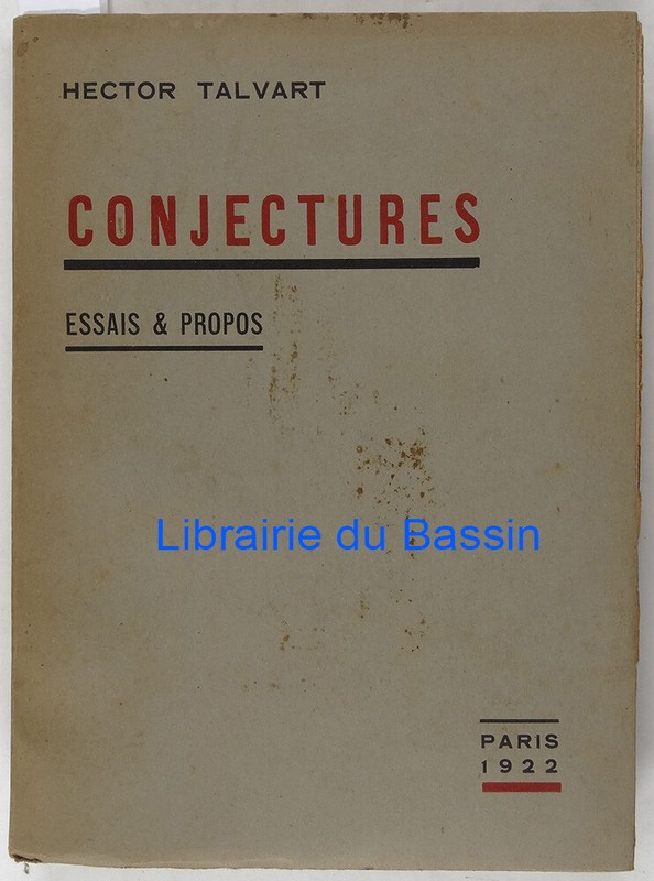 Conjectures Essais & Propos Hector Talvart 1922 Eo Envoi