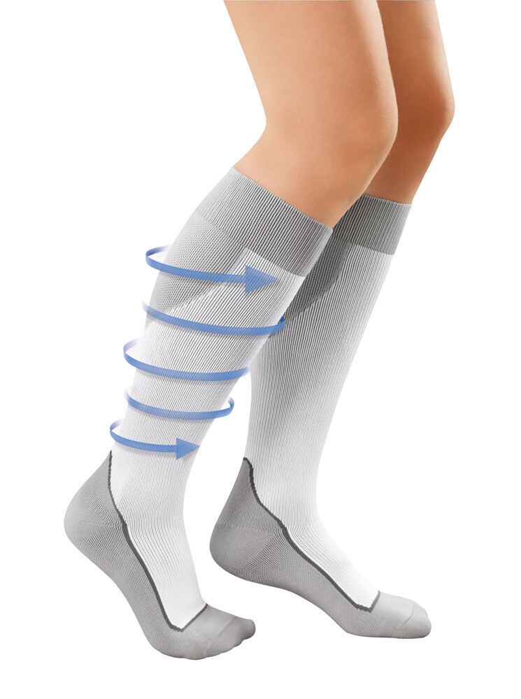 Jobst Sport 1520 Knee High Closed Toe Compression Socks White/Grey