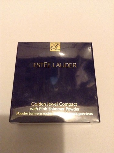 SEALED Estee Lauder Pink Shimmer Powder Rose Pearl 01 with Golden Jewel Compact