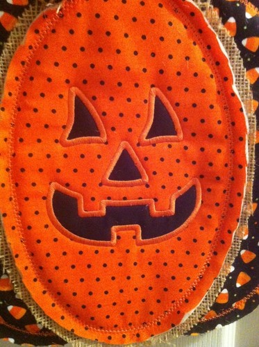 Embroidered Jack O Lantern Door Hanger ~ Halloween Decor