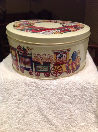 Bear Design Round Empty Cookie Tin Multicolored 3-1/2