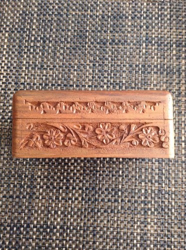 Wooden Box Carved Floral Trinket India Home Decor