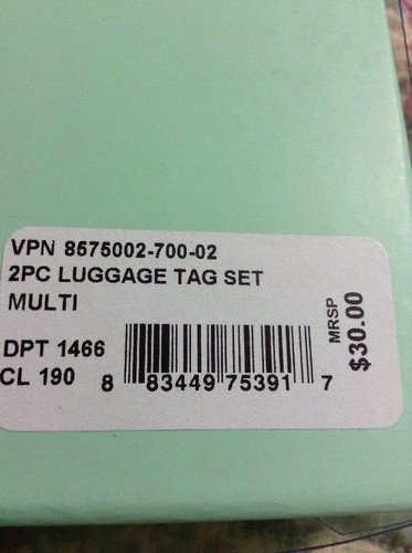 VIE & ROSE Set Of 2 Luggage Tags.  Great With Set Of Uggage Or Gift Certificate