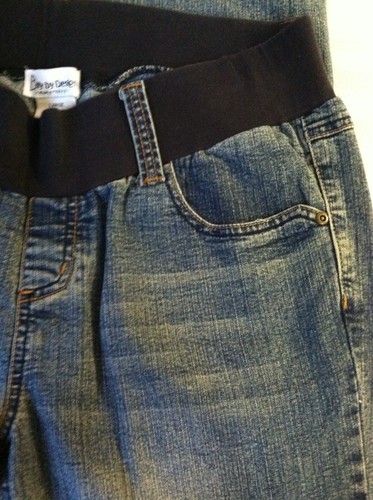 BELLY BY DESIGN Embellished Distressed MATERNITY Blue JEANS Sz Large EUC