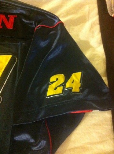 JEFF GORDON FOOTBALL JERSEY Sewn Embroidered DuPont Navy Blue Nascar Medium