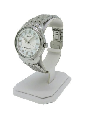 Pre-owned Bulova Precisionist 96p125 Women's Round Mother Of Pearl Diamond Analog Watch