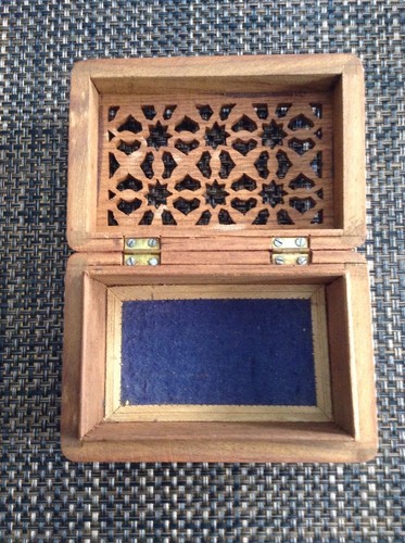 Wooden Box Carved Floral Trinket India Home Decor
