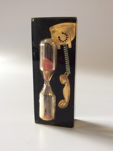 Vintage 1980 Lucite (3 Min) Telephone Call / Egg Timer Rotary Phone Hourglass