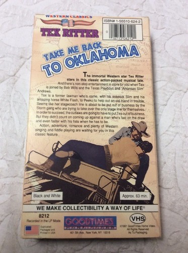Take Me Back To Oklahoma  Tex Ritter VHS