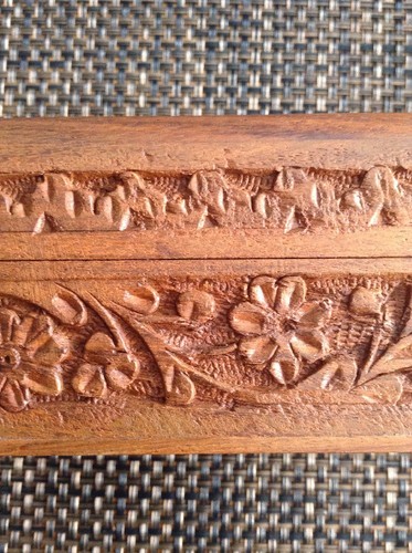 Wooden Box Carved Floral Trinket India Home Decor
