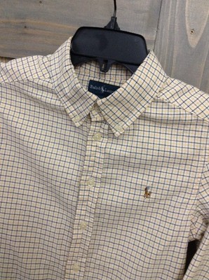 RALPH LAUREN Boy39s White Yellow Black Check Long Sleeve Button Shirt  M 40101241