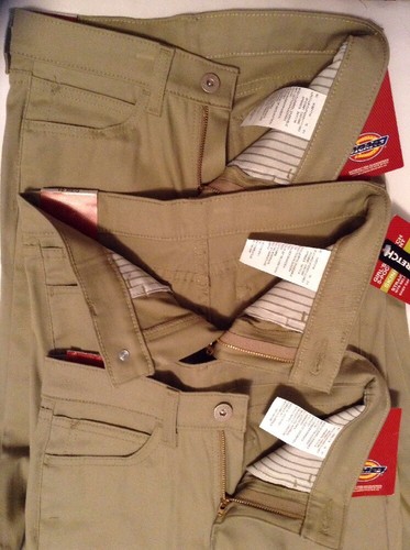 Lot of 3  Dickies Girls Khaki Pants Stretch Skinny Fit Tan Size 10 Regular NWT