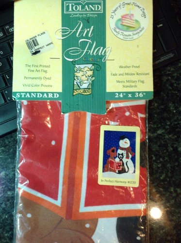 Toland #1220 In Perfect Harmony Snowman With Dog And Cat 24 X 36