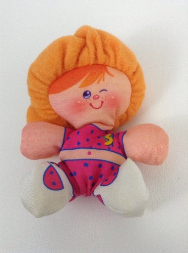 Vintage 1987 Fisher Price Smooshees #7276 Beth On A Bike Doll Orange Hair Plush