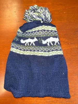Toby Blue, Green And White Winter Pom Pom Beanie Size 2-4 Years NWOT