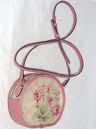 Coach Floral Lily Print Signature Canteen Crossbody Round Handbag F72803 NWT