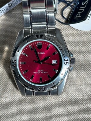 Pulsar Mens Sport RED Dial Date  10ATM Watch PGENTS2  New!