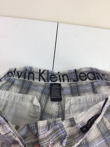 Boys Size 12 Calvin Klein Jeans Short Plaid Cotton Lightweight L17