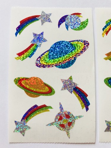 4 MODULES SPARKLE SPACE MRS GROSSMANS STICKERS COMETS PLANETS STARS