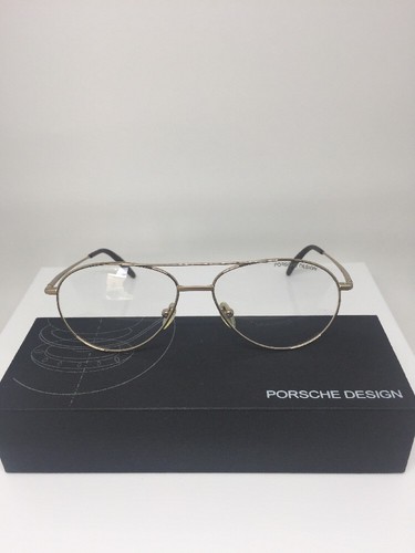 Pre-owned Porsche Design Aviator Eyeglasses P 6003 C. B Gold M. P6003 Optical 56-14mm In Clear Demo Lenses