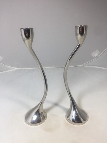 Red Envelope Silver Chrome Taper Candle Stick Holders 10