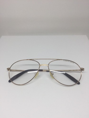 Pre-owned Porsche Design Aviator Eyeglasses P 6003 C. B Gold M. P6003 Optical 56-14mm In Clear Demo Lenses