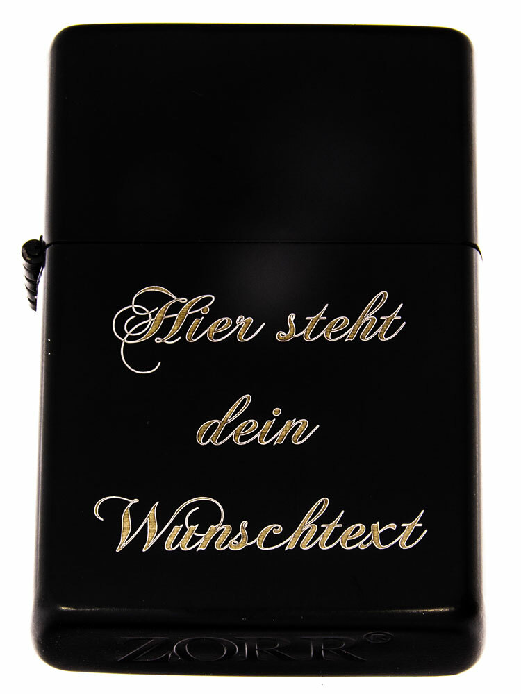 Benzinfeuerzeug schwarz mit Lasergravur Sturmfeuerzeug Wunschgravur Geschenkidee