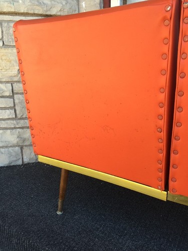 Mid Century Modern Gregson Floating Platform Settee Sofa in Orange