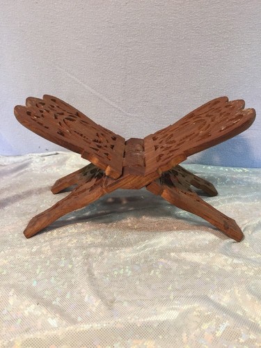 Vintage Hand Carved Wood Book Stand 13