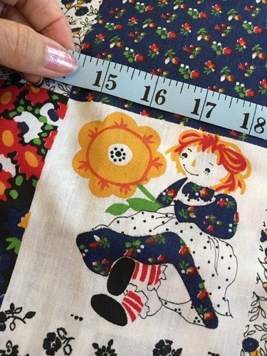 vintage cotton fabric 45” X Almost 2.5 Yards Raggedy Ann Patchwork