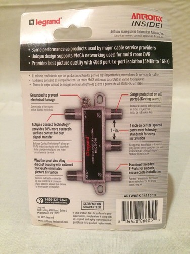 Legrand - On-Q VM2204-V1 4 Way Digital Cable Splitter Professional Grade