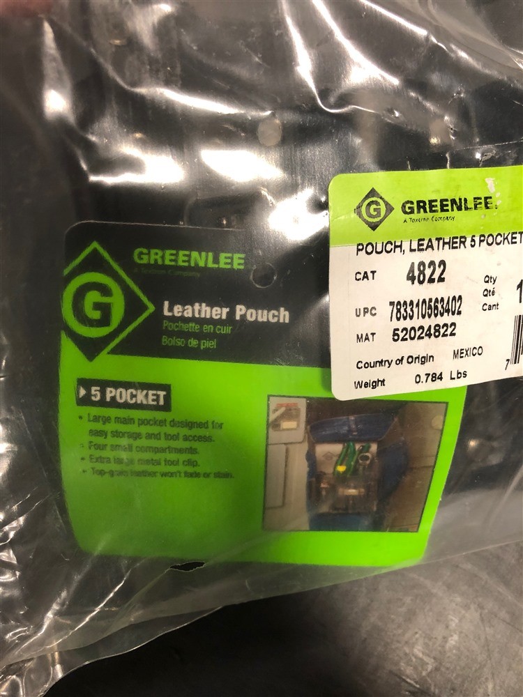 New Greenlee 5 Pocket Leather Pouch, Heavy Duty 4822