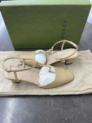 GUCCI LEATHER GG MARMOT SLINGBACK PUMPS 36 1/2