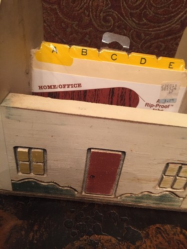 Vintage Wood Recipe Index Card Cottage Shaped