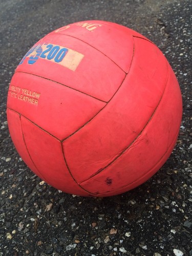 Vintage 1980s Spalding XPS 200 Volleyball Neon Fluorescent Pink Leather