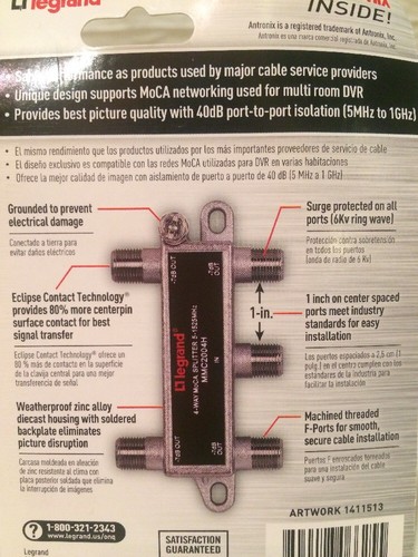 Legrand - On-Q VM2204-V1 4 Way Digital Cable Splitter Professional Grade