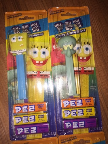 2004 PEZ Candy Toy DISPENSERS LOT 4 Nickeloneon SPONGE BOB SQUIDWARD PATRICK