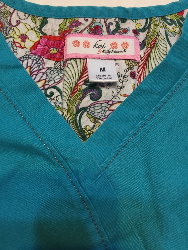 Koi Kathy Peterson Scrubs Set Women Medium Top Small Petite Bottom Turquoise