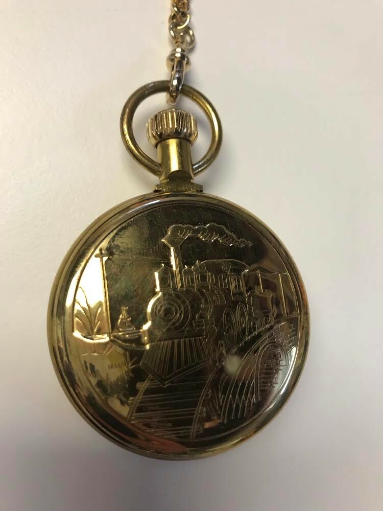 Sears pocket watch train etching