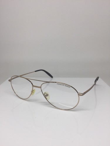 Pre-owned Porsche Design Aviator Eyeglasses P 6003 C. B Gold M. P6003 Optical 56-14mm In Clear Demo Lenses