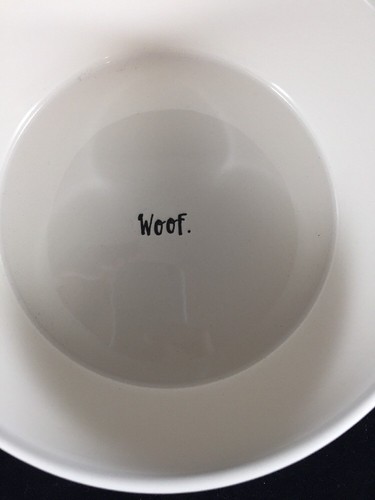 UNUSED Rae Dunn Fire Hydrant Print Gulp & Stick Print Woof Set of Dog Pet Bowls